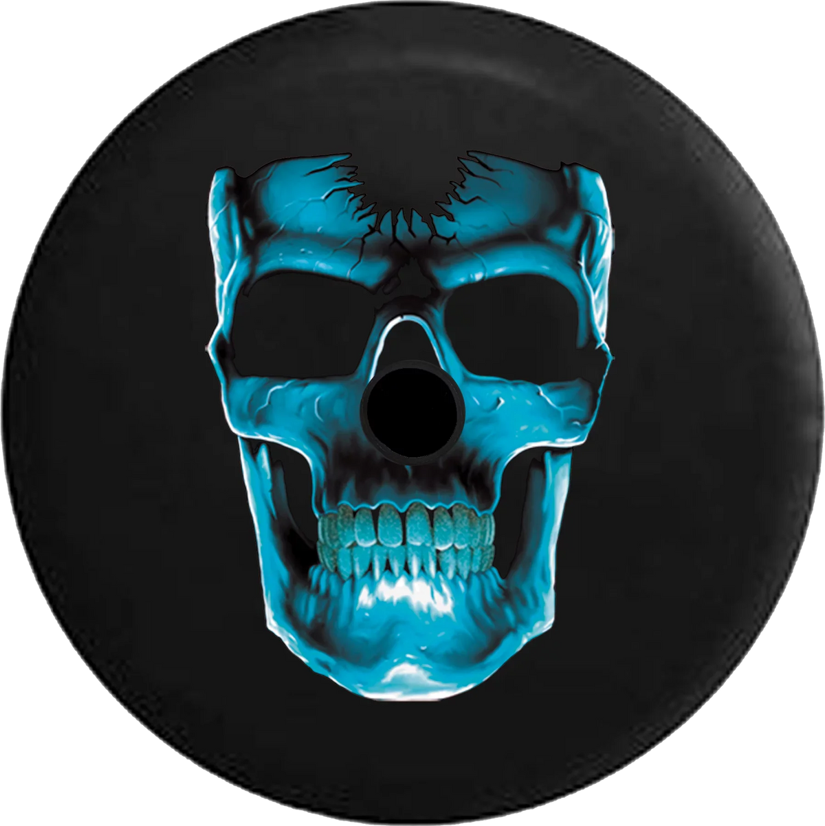 2018 2019 Wrangler JL Backup Camera 3D Cracked Grinning Sizekull Almost Glowing Blue Sizepare Tire Cover for Jeep RV 32 Inch
