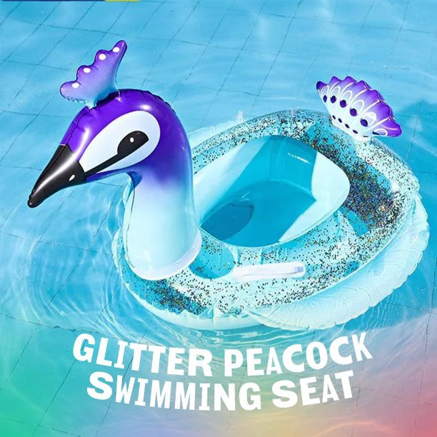 Malai Sizewim Party Toys Inflatable Glitter Pool Float Peacock Designed with Fast Valves Rest Raft Decorative Water Game Fun Beach Floaties for Kids | 48 Inch