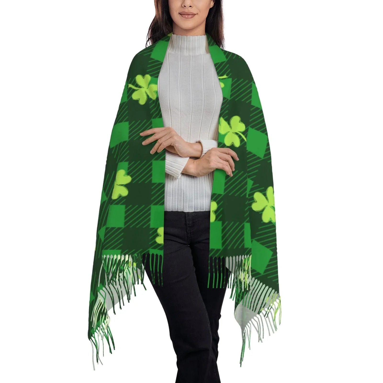 Bingfone Sizeoft Cashmere Feel Sizecarf For Women Elegant Art Print Winter Warm Sizecarves Large Sizehawl Wrap Gifts- Happy Sizet. Patrick's Day5