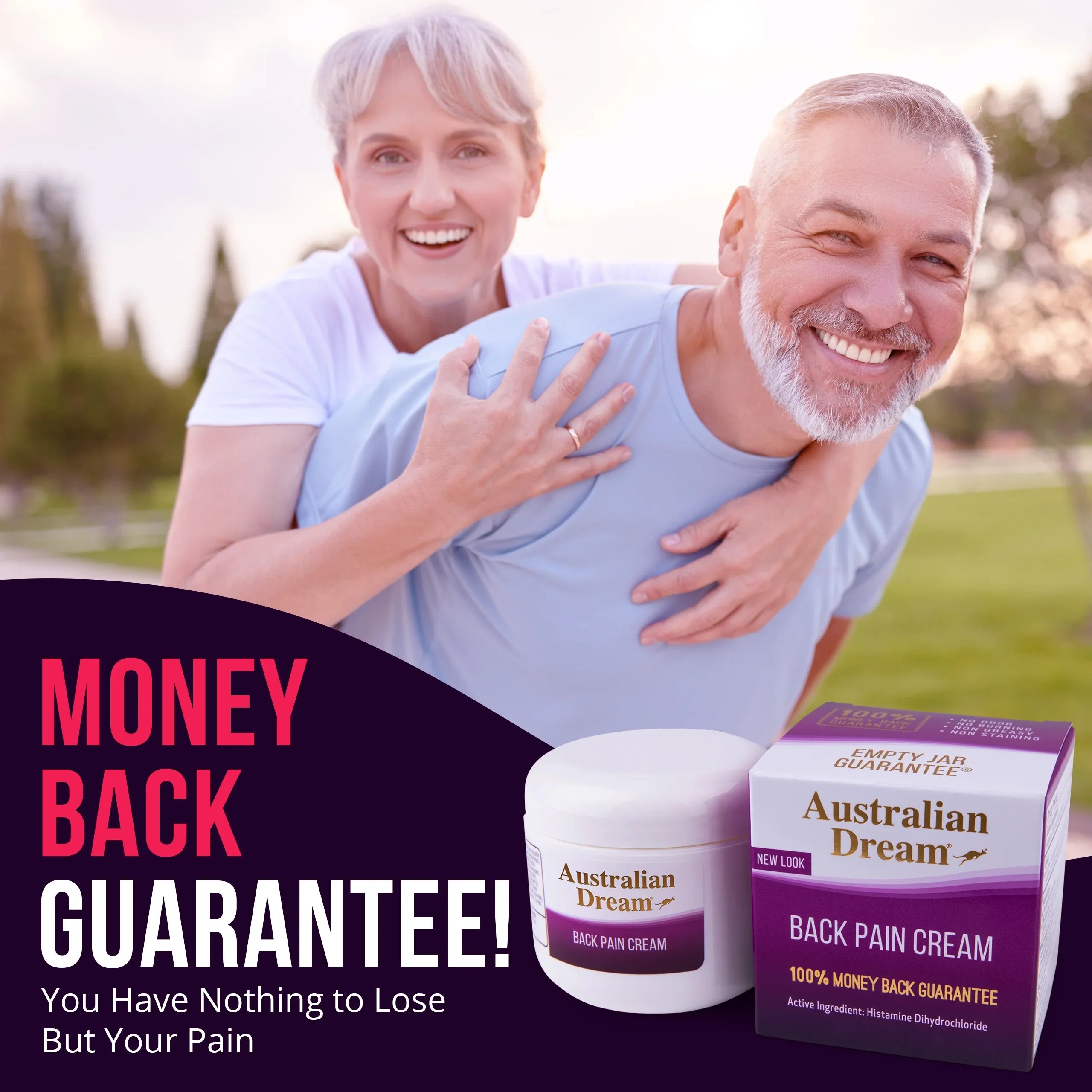 Australian Dream Back Pain Cream - For Neck, Body, Muscle Aches, or Back Pain - 4 Oz Jar