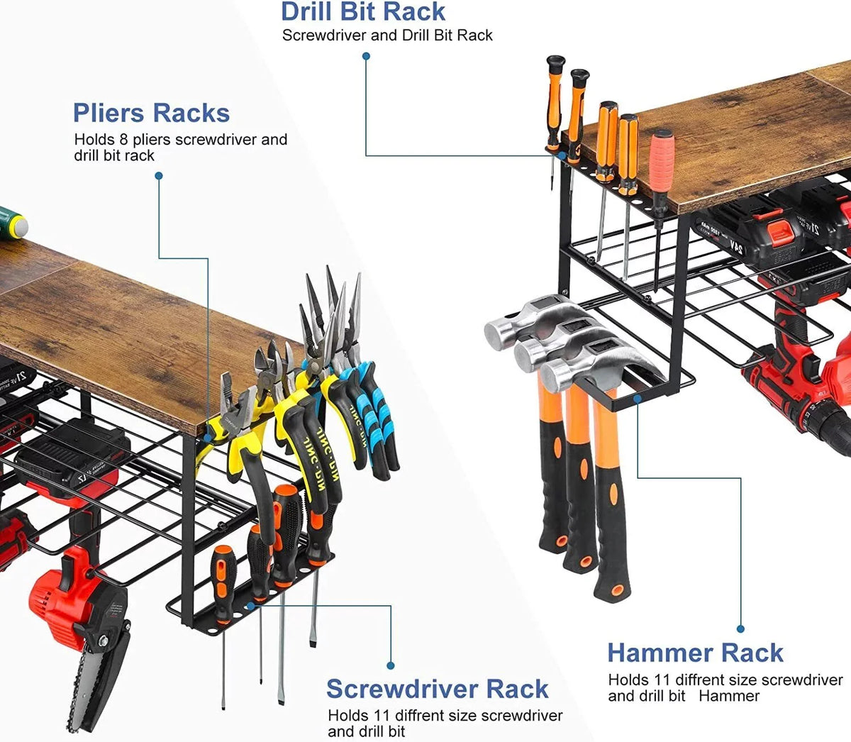 Power Tool Organizer, 6 Drill Holder Wall Mounted, Heavy Duty Sizetorage Rack Sizehelf