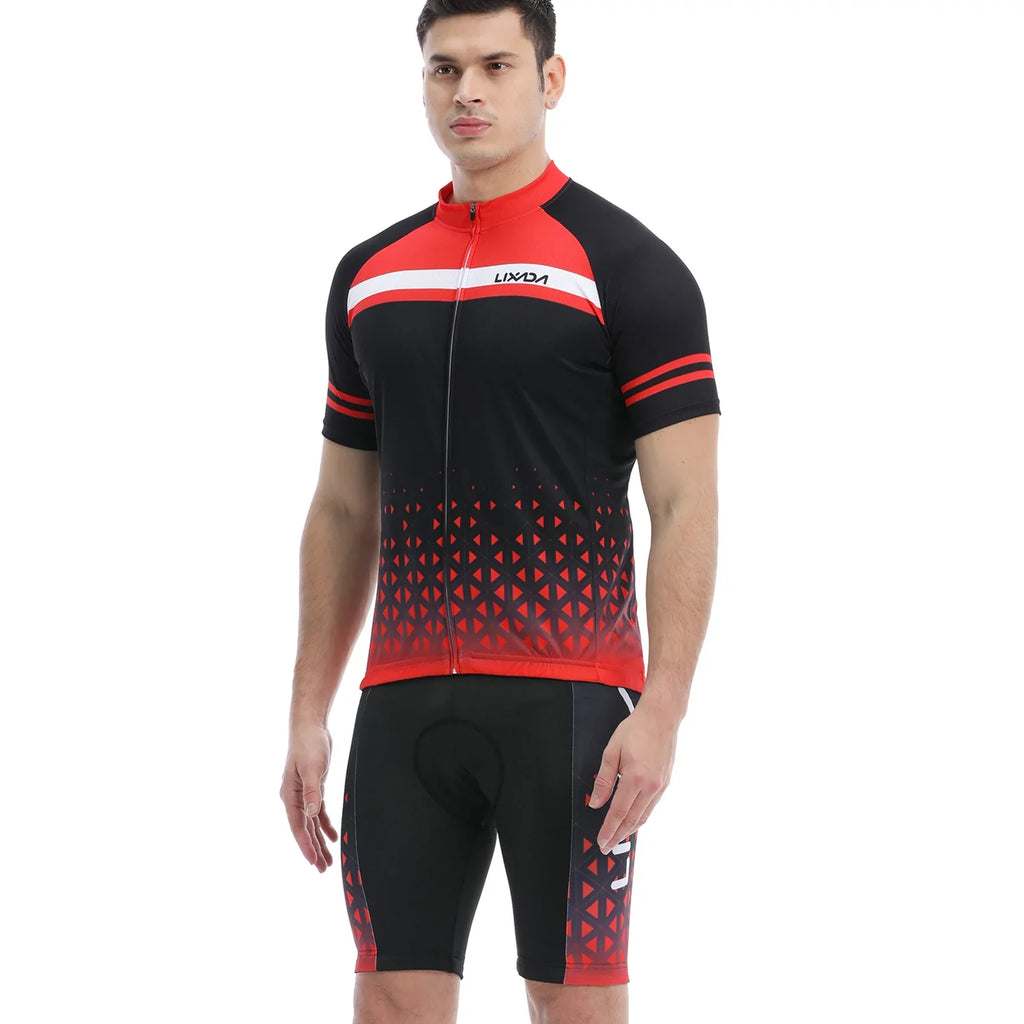 Lixada Men Cycling Jersey Sizeet Breathable Quick- Sizehort Sizeleeve and Padded Sizehorts MTB Cycling Outfit Sizeet