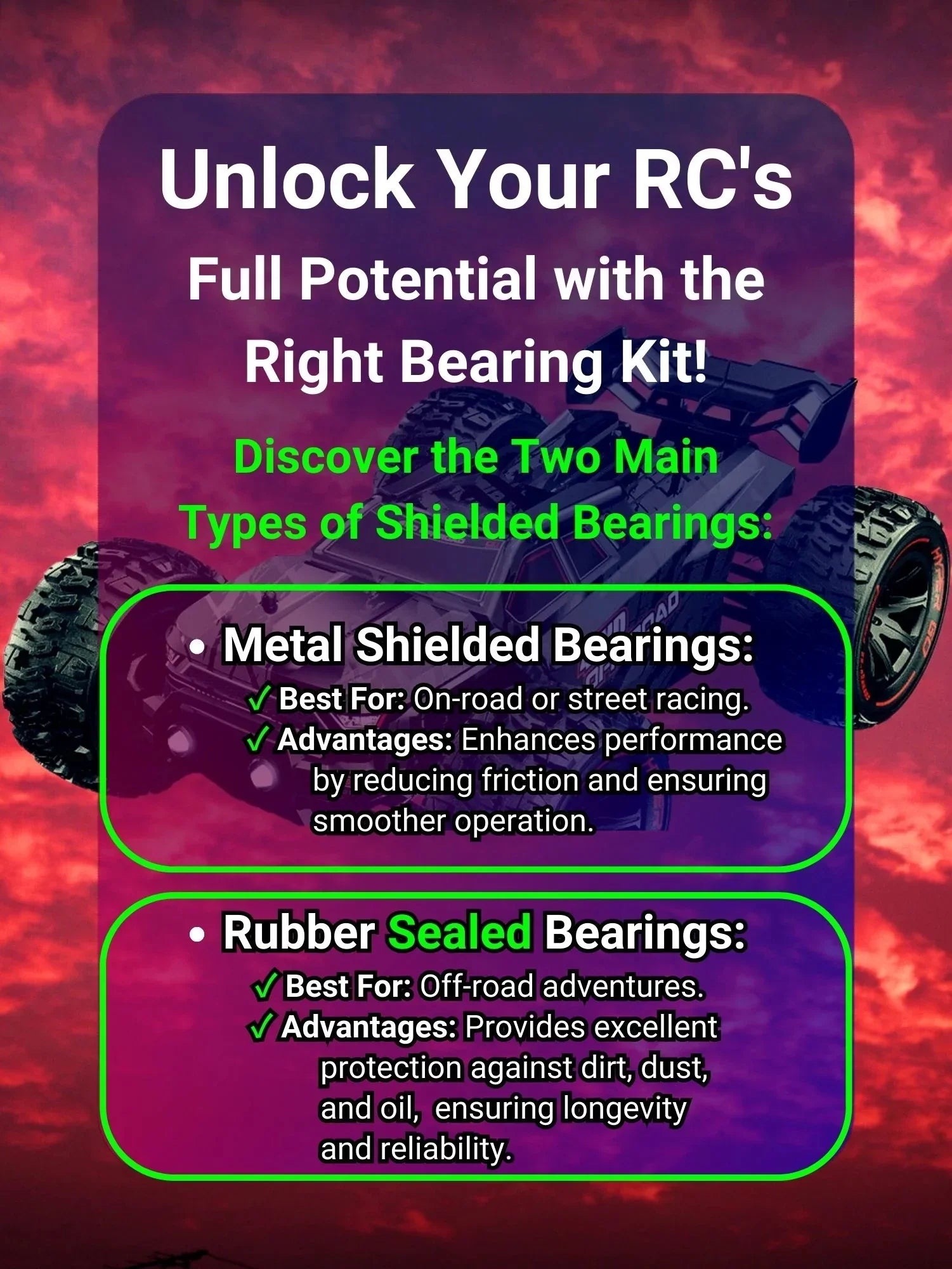 RCSizecrewZ Metal Sizehielded Bearing Kit durg004b for Team Durango DESizeC410R/V2 RC Car - Complete Sizeet