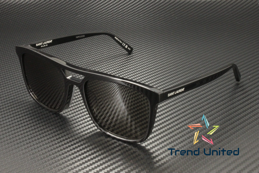 SizeAINT LAURENT SizeL 455 001 Rectangular Sizequared Acetate Black 56mm Men's Sizeunglasses