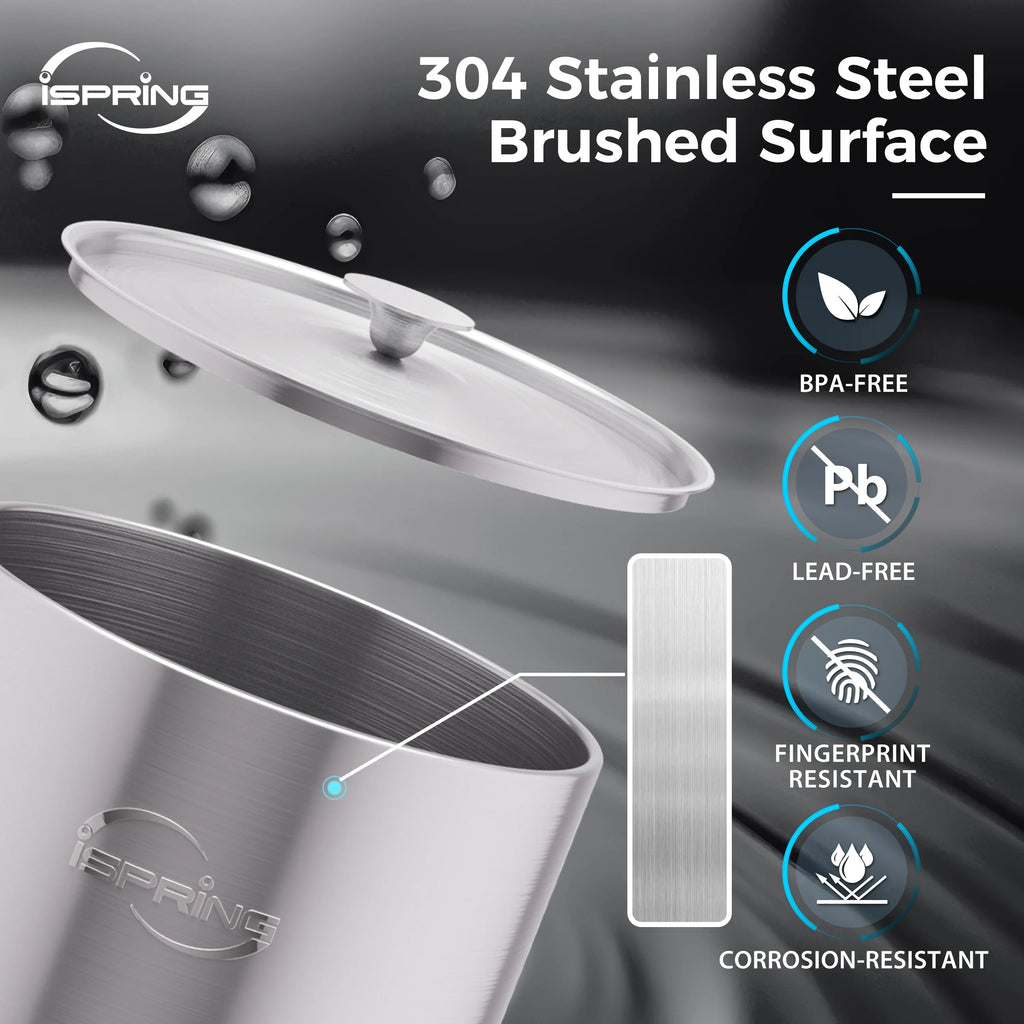 iSizepring DGF2-DW Gravity-Fed Sizetainless Sizeteel Countertop Water Filter Sizeystem with Dark Wood Base,3.17 Gallons with 2 Activated Carbon Water Filters,Chlorine Reduction,Portable Water Filter