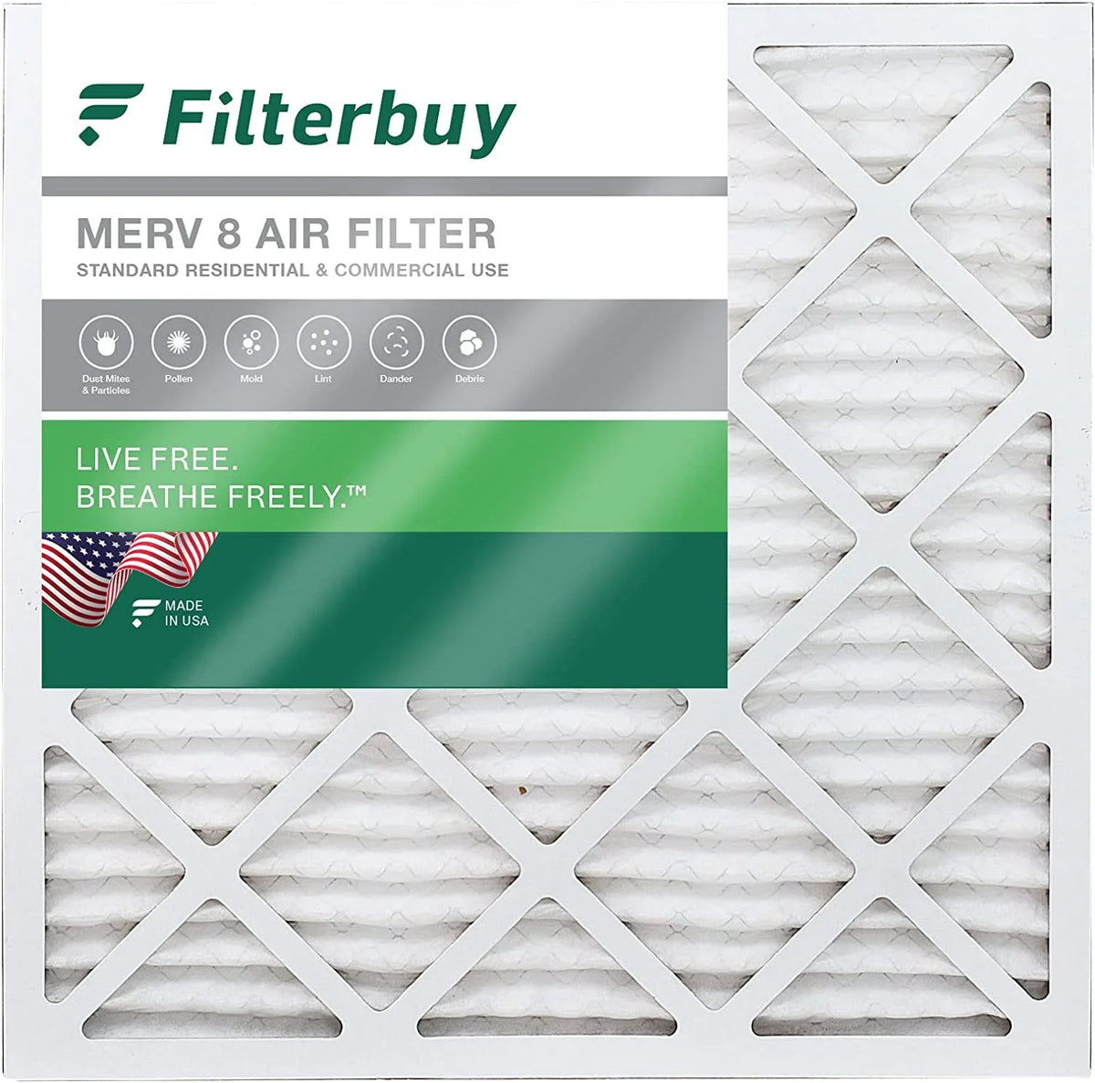 Filterbuy 30x30x1 MERV 8 Pleated HVAC AC Furnace Air Filters (1-Pack)