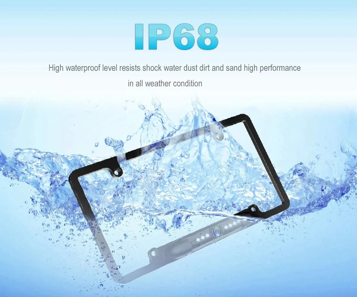 JPP License Plate Backup HD Camera, Rear View Camera 170° Viewing Angle Universal Night Vision Waterproof High