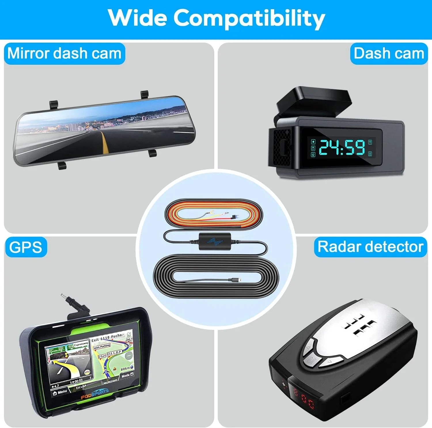 Type C Dash Cam Hardwire Kit for Arifayz Dual Dash Cam Q4 Front and Rear, Hardwire Kit Fuse for Dash Camera with Fuse