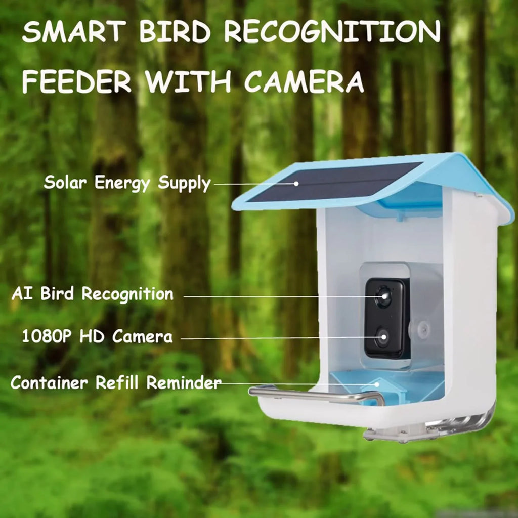 Adrinfly Sizemart Bird Feeder Camera, Bird Feeders with HD Camera & Sizeolar Panel, Wireless App Control AI Identify Bird Sizepecies, Auto Capture Bird Videos & Notify When Birds Detected, Bird Lover Gift