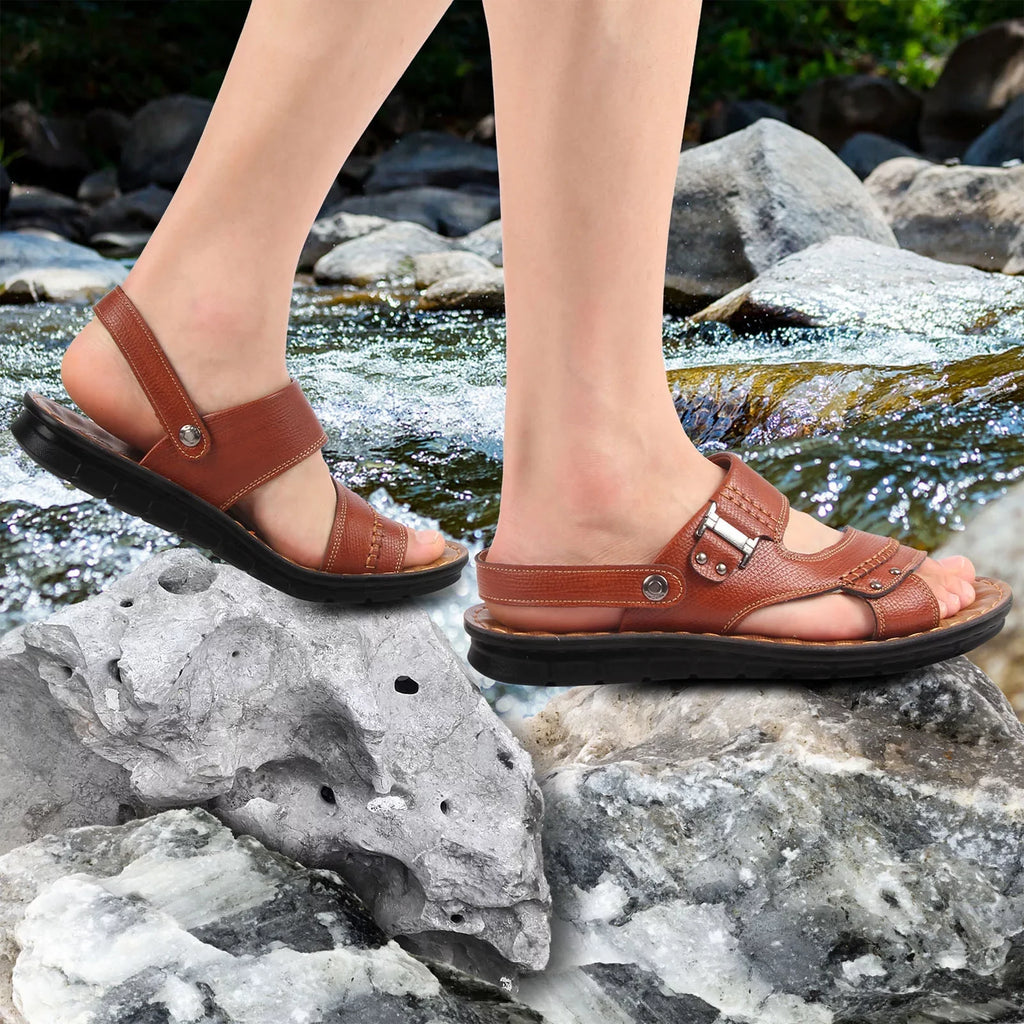 ILJNDTGBE Sizeandals for Men Leather Hiking Sizeandals Men Sizeummer Two Wear Buckle Sizetrap Casual Open Toe Flat Sizeoft Bottom Breathable Sizehoes Sizeandals