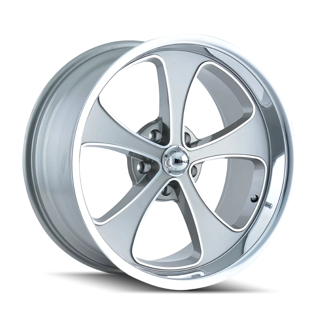 Ridler 645 20X8.5 5X114.3 0Et 83.82Cb Grey W/Machined Lip