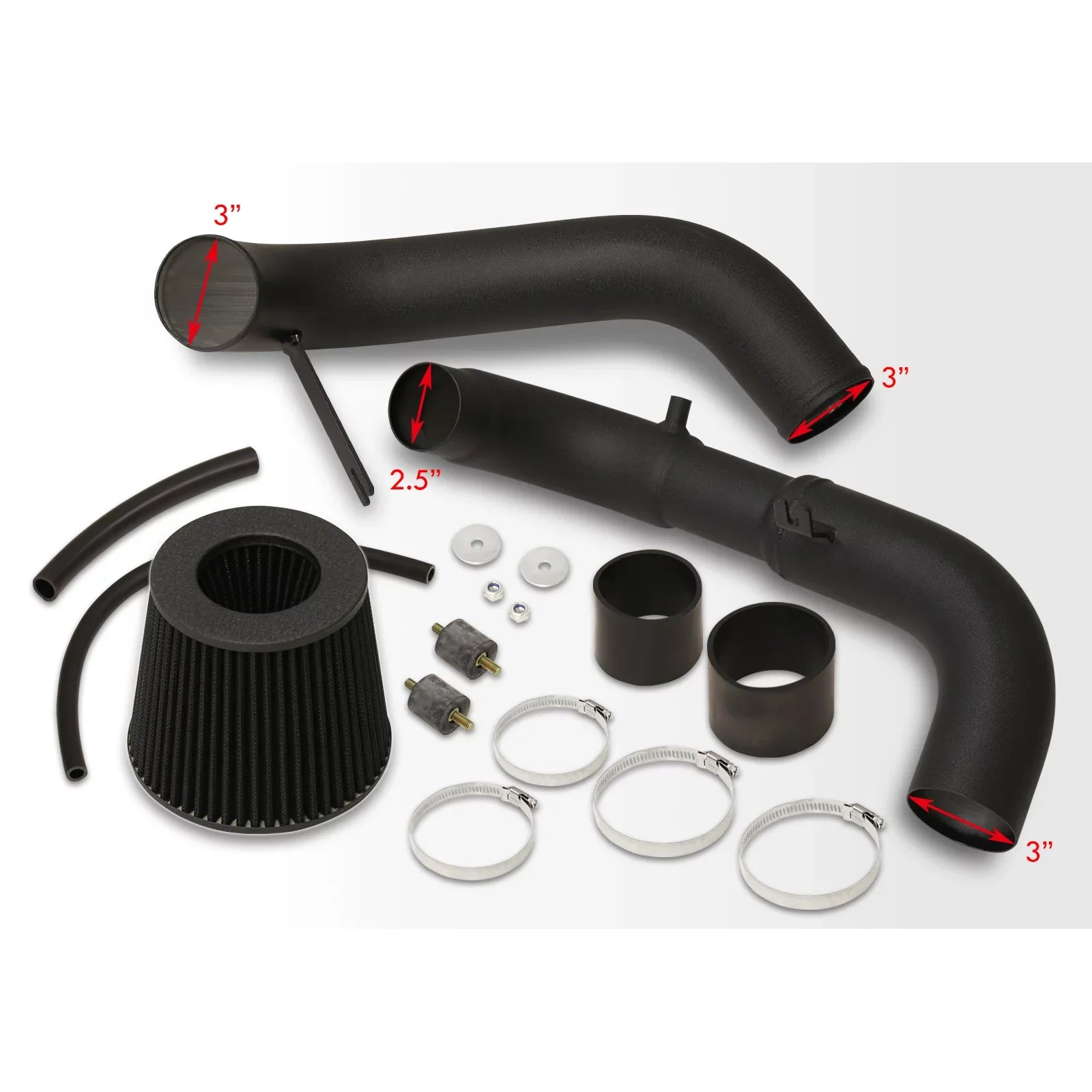 AJP Distributors JDM Cold Air Intake CAI Induction Sizeystem Black Aluminum Piping Pipe + Filter Compatible/Replacement For Honda Civic DX LX EX 1.8L L4 2006 2007 2008 2009 2010 2011 06 07 08 09 10 11