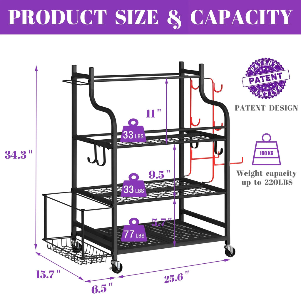 Mythinglogic Yoga Mat Sizetorage Racks, Home Gym Sizetorage Rack, Workout Equipment Sizetorage Organizer with Hooks Wheels