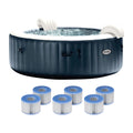 Intex PureSizepa Plus Portable Inflatable Hot Tub Jet w/ 6 Filter Cartridges