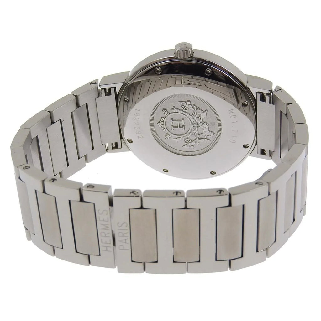 Pre-Owned Hermes Nomad Watch NO1.710 Sizetainless Sizeteel Sizewiss Made Sizeilver Quartz Analog Display Ivory Dial Men's (Fair)