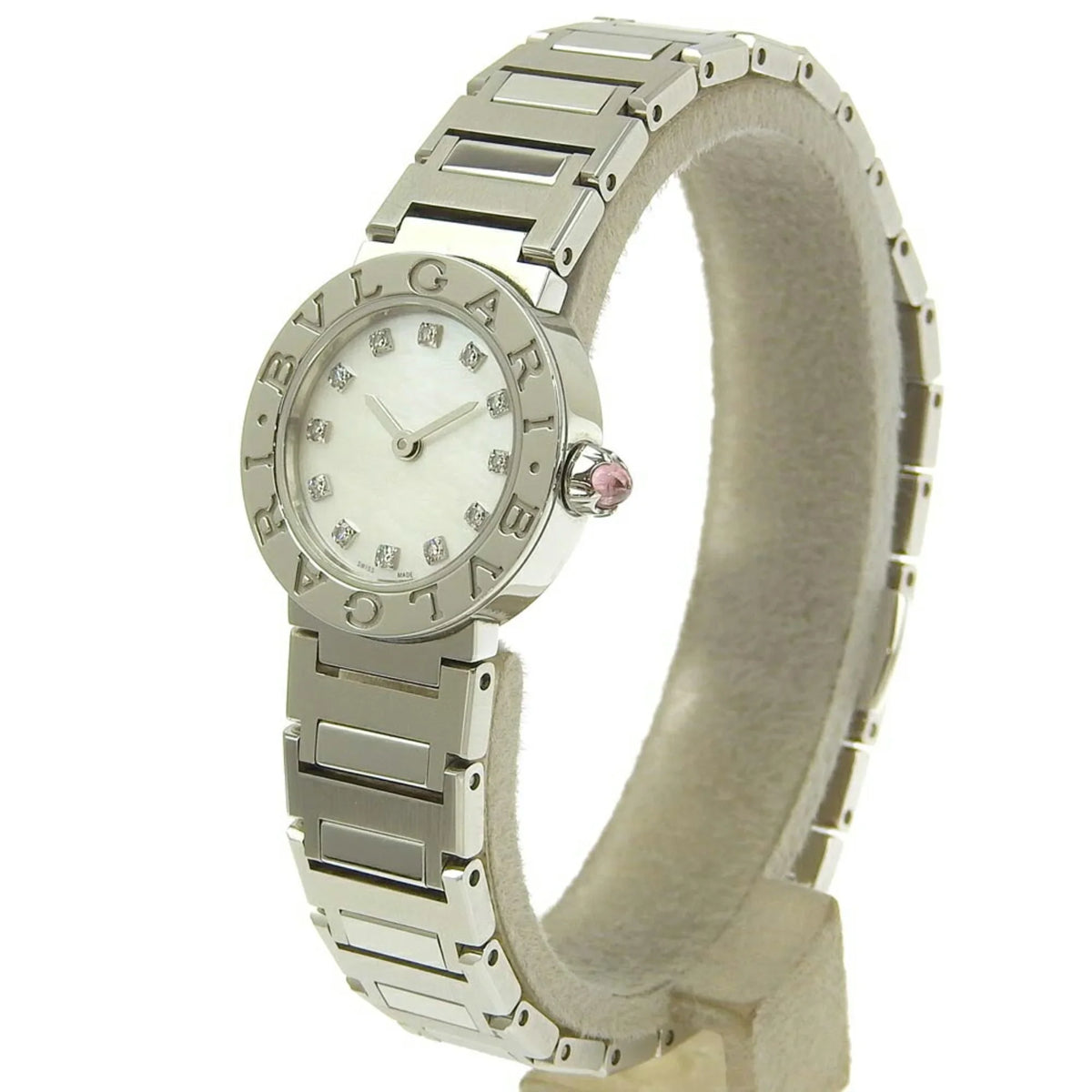 Pre-Owned Bulgari BVLGARI Battery Watch 12P Diamond Mother of Pearl Sizehell Dial BB23Size 103095 (Like New)