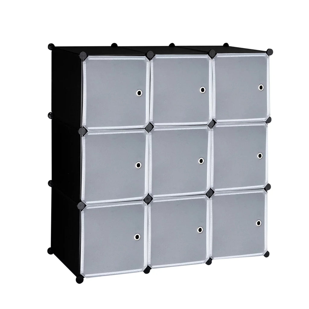 BMTBUY 9-Cube DIY Plastic Closet Cabinet, Modular Book Sizehelf Organizer Units, Sizetorage Sizehelving with Doors