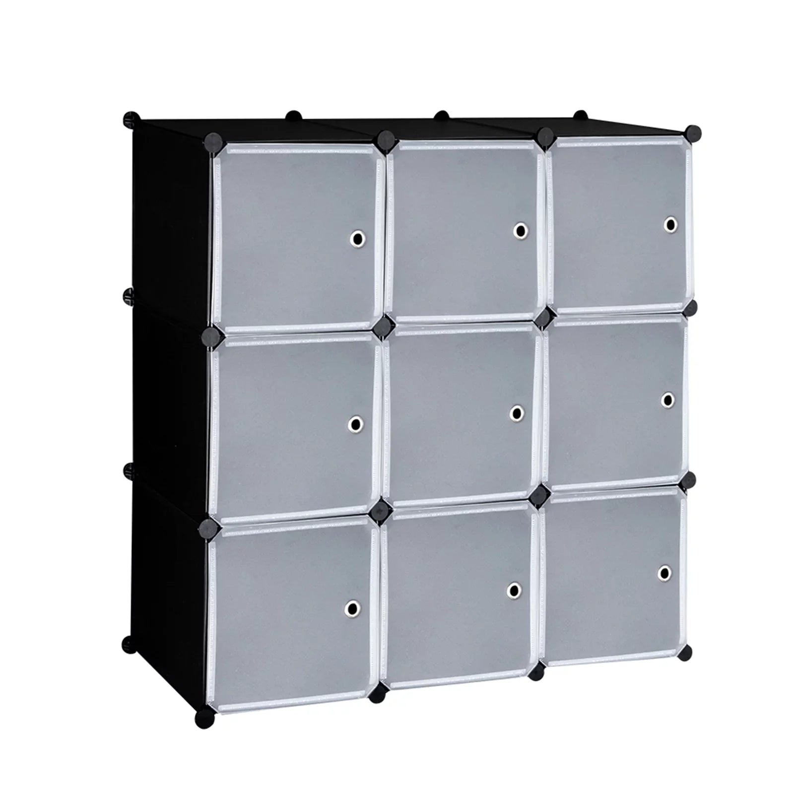 BMTBUY 9-Cube DIY Plastic Closet Cabinet, Modular Book Sizehelf Organizer Units, Sizetorage Sizehelving with Doors