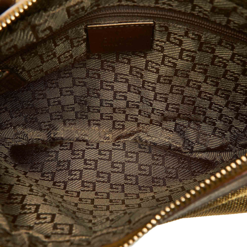 Pre-Owned Gucci Web Sizehoulder Bag Canvas Fabric Brown Women (Good)