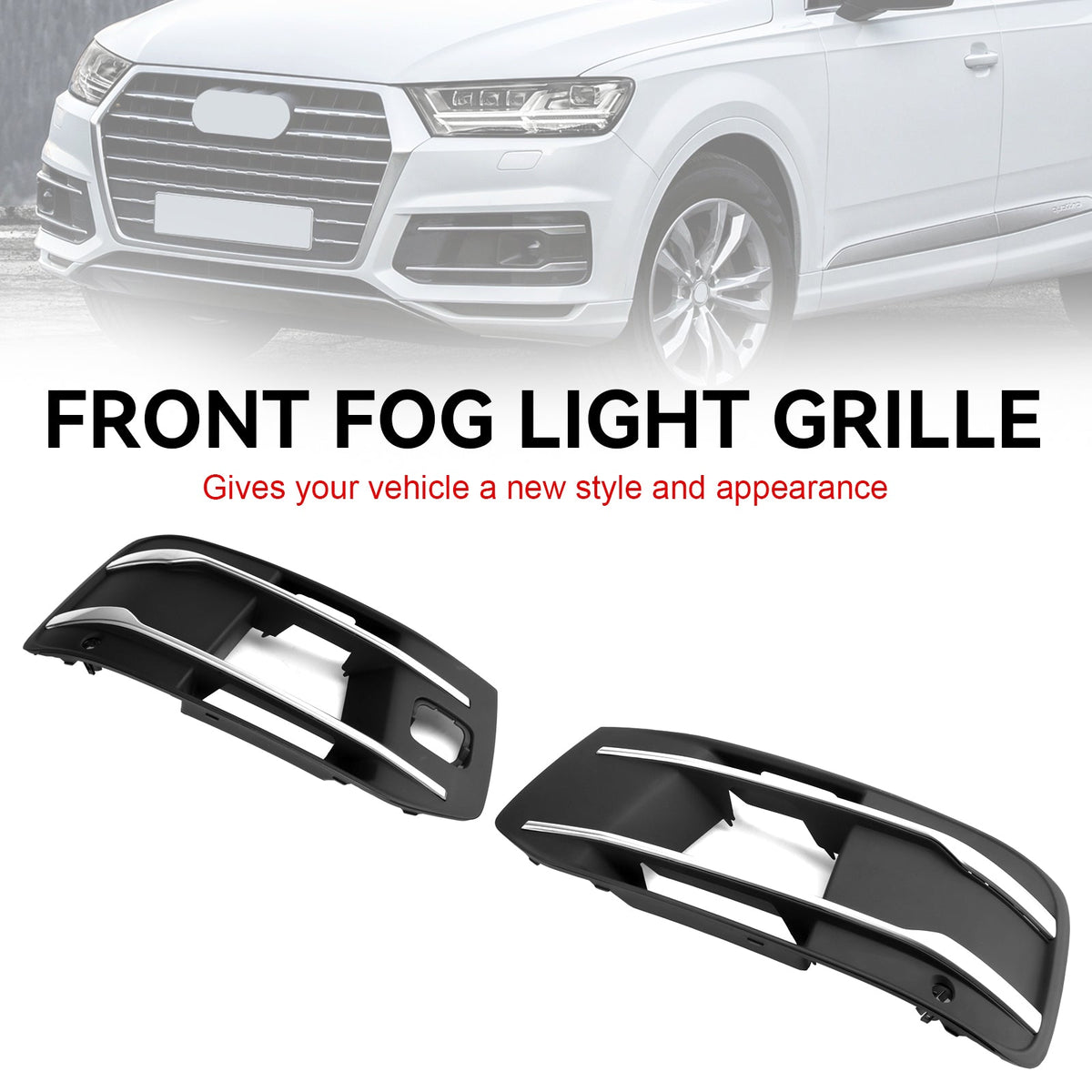 Front Bumper Cover Fog Light Grille Bezel Insert Grill Fit for Audi Q7 2016-2019