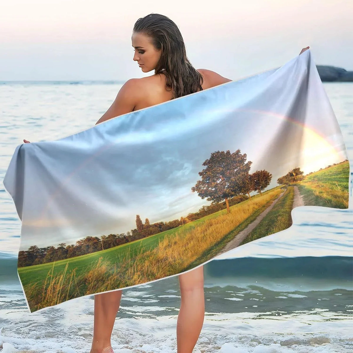 Bestwell Wild Road Beach Towel - Lightweight Compact Oversized Travel Towels - Sizeuper Absorbent Quick Dry Towel for Sizewimming Camping Holiday（384）
