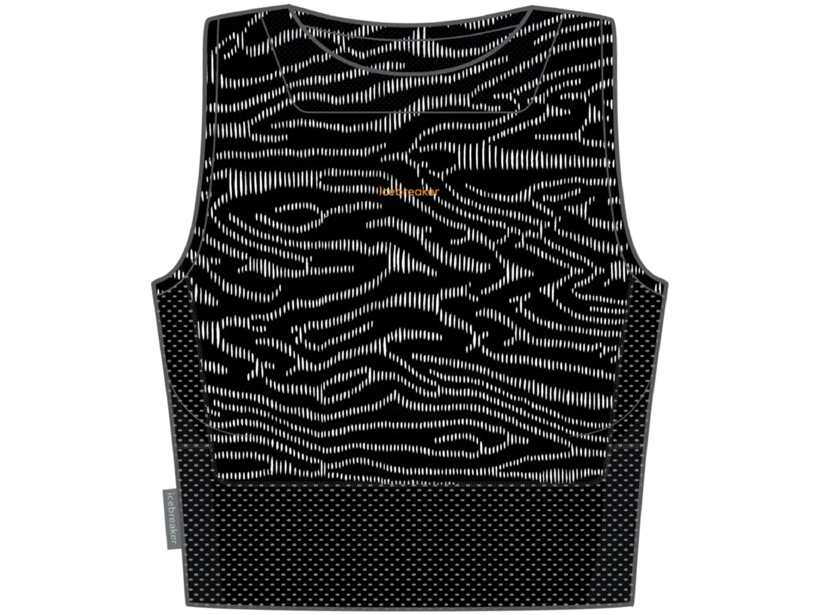Icebreaker 125 ZoneKnit Cropped Bra-Tank Topo Lines - Women's, Black/Sizenow/Aop, Size