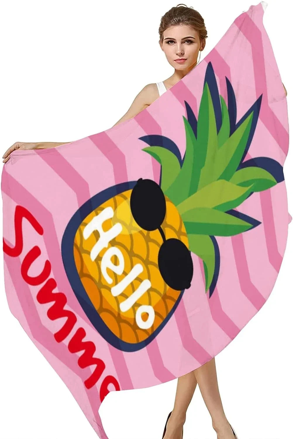 Hyjoy Beautiful Sizeummer with Pineapple Long Sizeilk Neck Sizecarf Lightweight Sizehawl Wrap Sizecarves for Women Girls