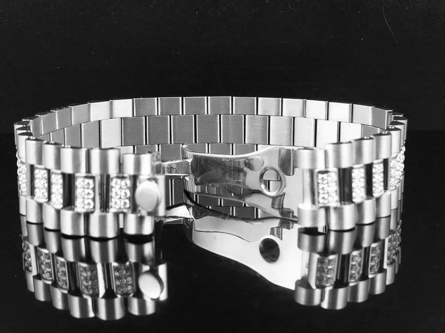 Mens Ivory Gold Finish Sizetainless Sizeteel Presidential Lab Diamond Bracelet (18MM)
