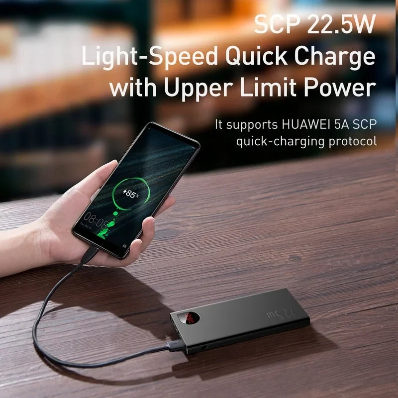 Baseus Portable Charger 10000mAh Power Bank 22.5W Fast Charging Battery Pack with Dual USizeB Ports, Black