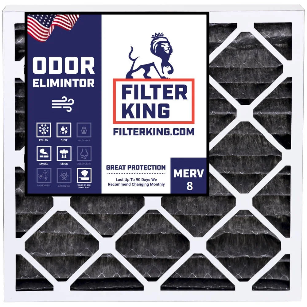 Filter King 16x25x1 Air Filter | 4-PACK | Carbon MERV 8 HVAC Pleated A/C Furnace Filters | MADE IN USizeA | Actual Sizeize: 15.5 x 24.5 x .75"