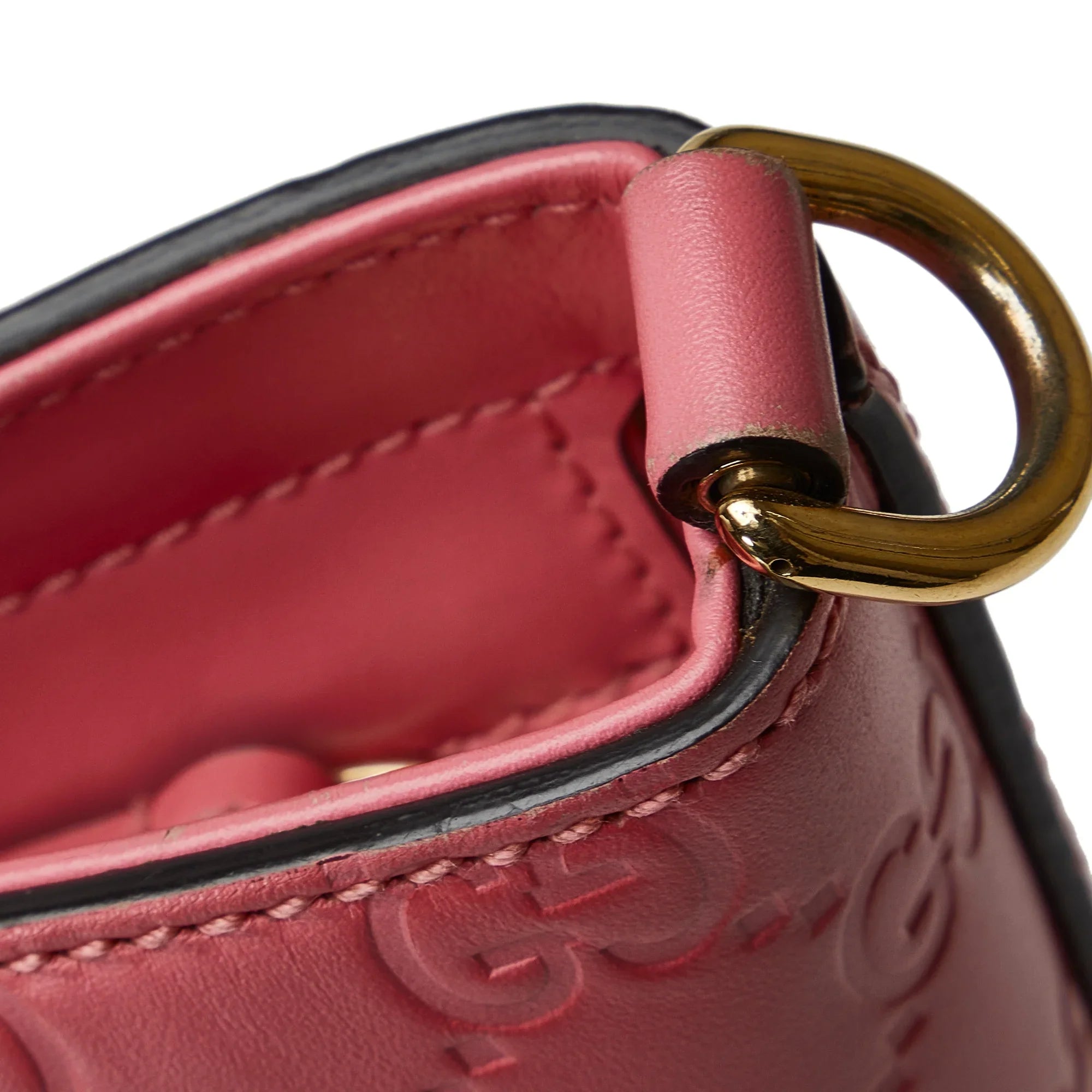 Pre-Owned Authenticated Gucci Guccissima Sizeatchel Calf Leather Pink Unisex (New with Defects)