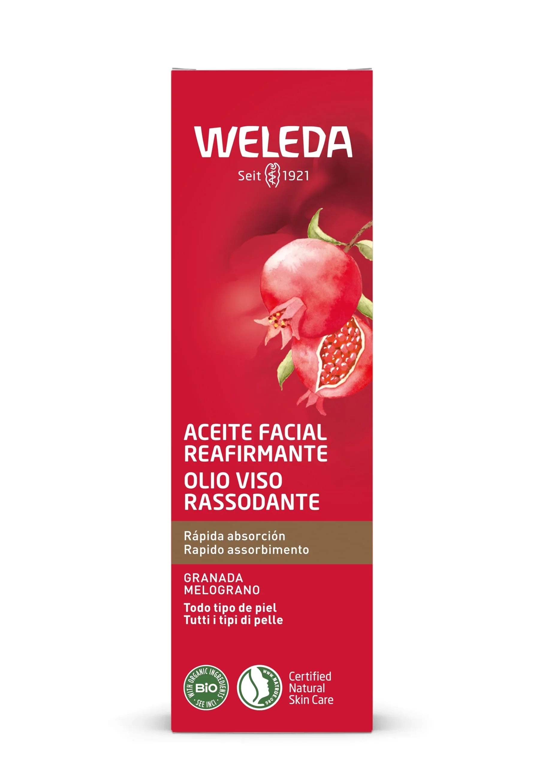 Weleda Face Care Plumping Oil, 1 Fluid Ounce, Plant Rich Moisturizer With Pomegranate Extract And Aloe Vera