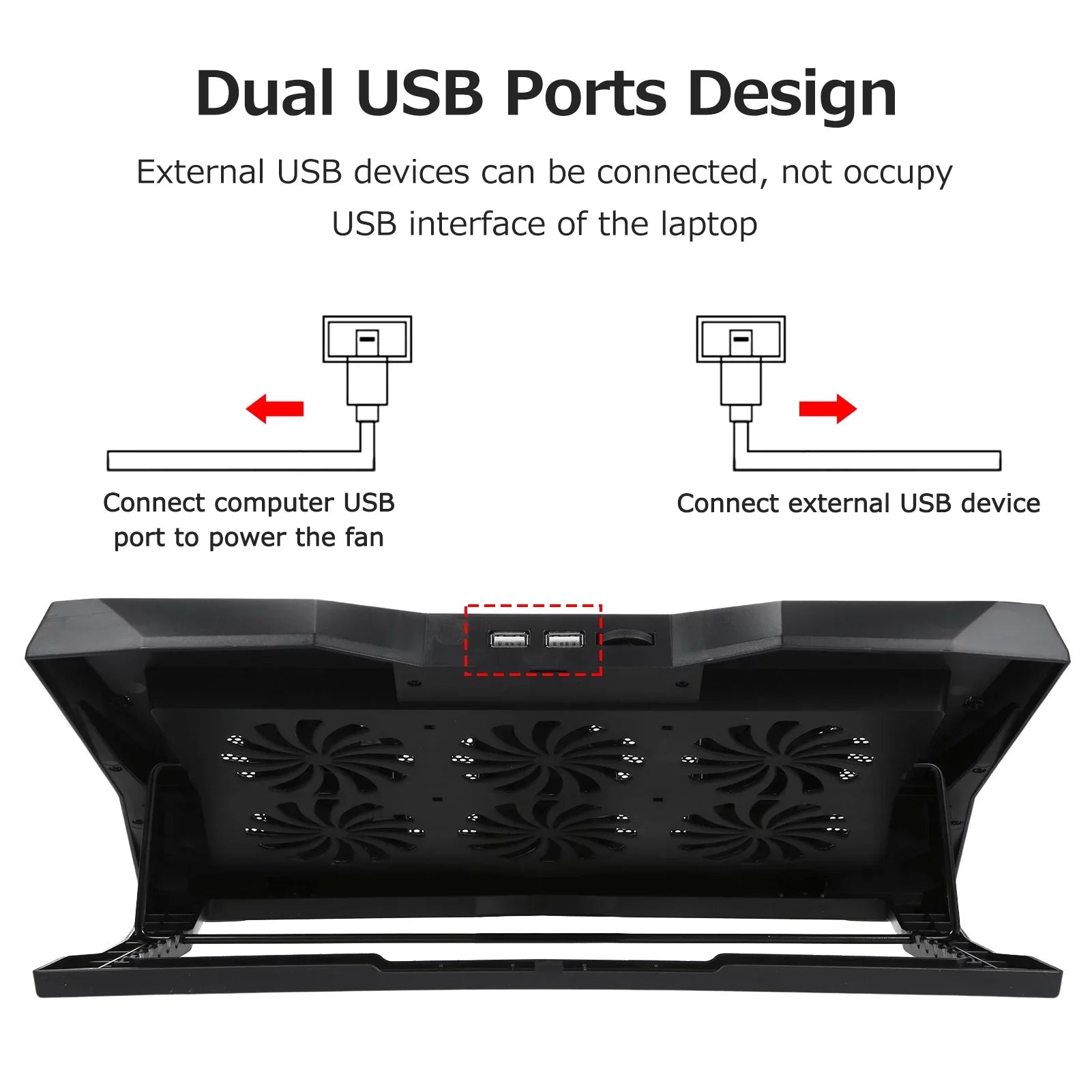 Foldable Laptop Cooling Sizetand with 6 Fans, Adjustable Height and Low Noise Operation