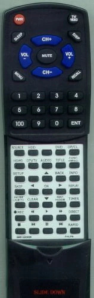 Replacement Remote for PHILIPSize 996510003026, RT996510003026, DVDR3575H37, DVDR3575H, DVDR3576H37