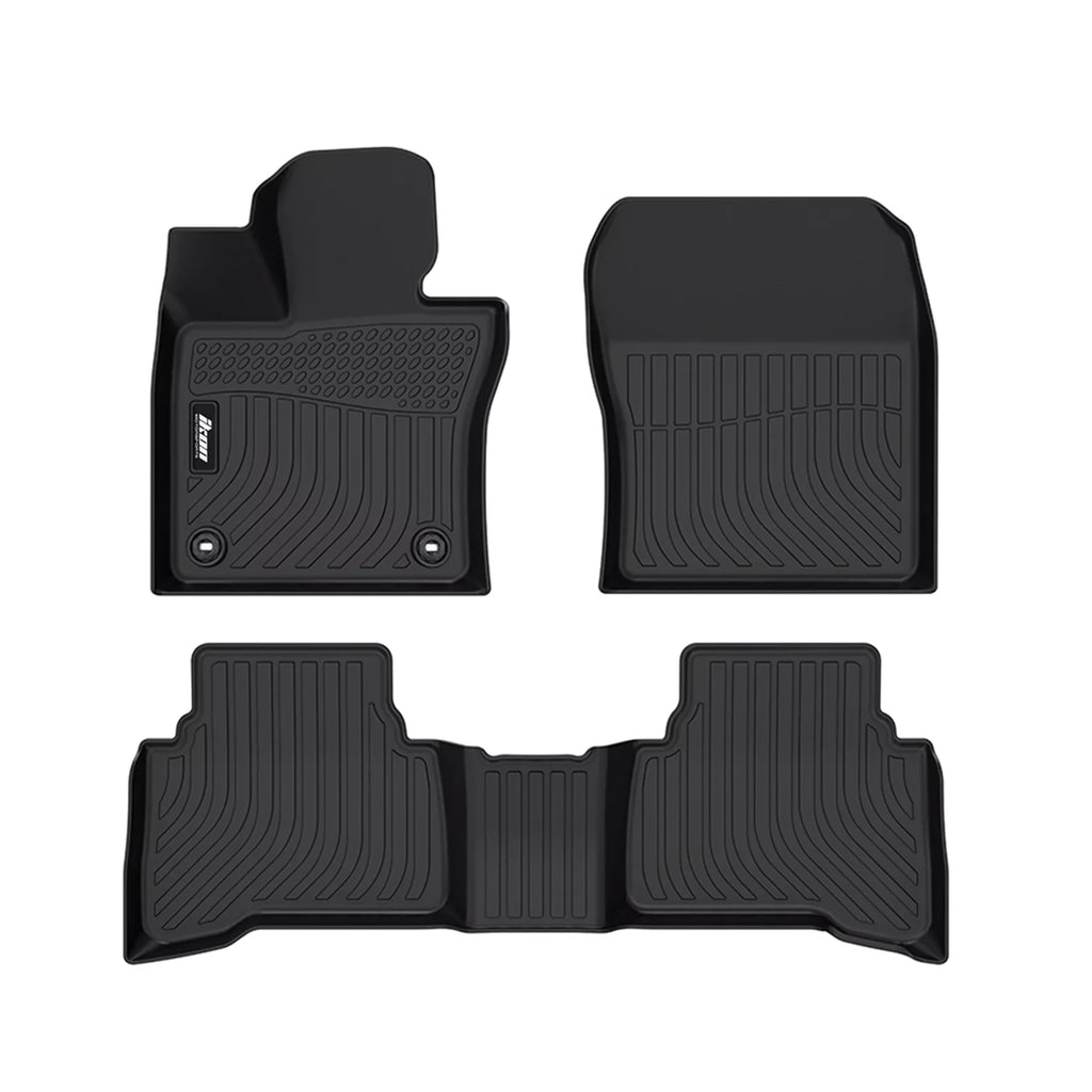 Ikon Motorsports Floor Mats & Trunk Mat Compatible With 2023-2024 Toyota Prius , Black 3D Molded Carpets Liner 1st 2nd Row Front Rear Pad 4PC TPE Thermo Plastic Elastomer All Weather Protector