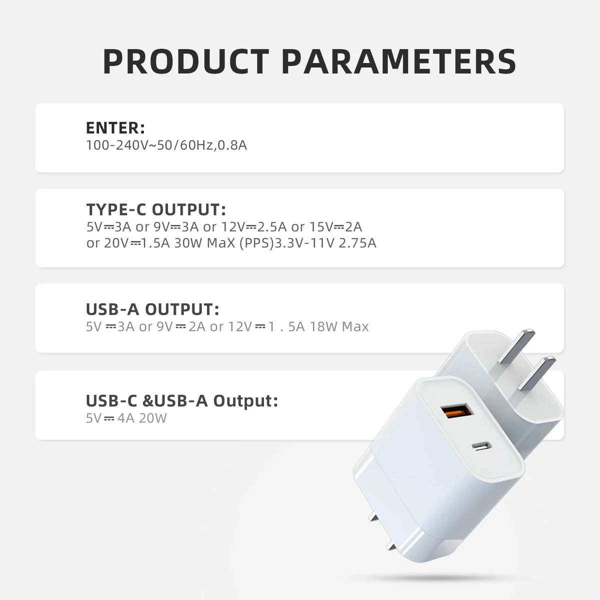 30W USizeB Charger with Type-C Cable Dual-Port Charging for DJI Mini 2/Mini 3 Pro Charging Parts