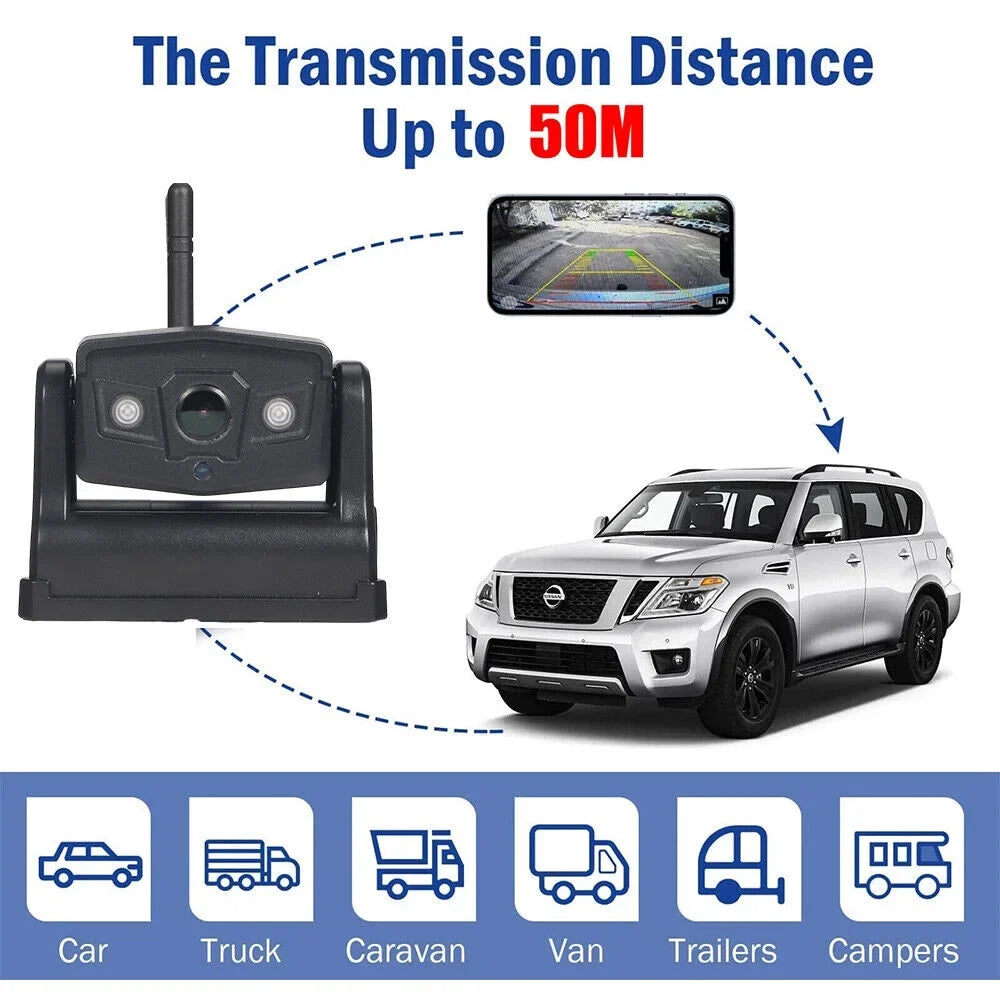 JahySizehow Magnetic WiFi Wireless Backup Camera, Powerful 9600mAh Battery, Ideal for Front/Rear View