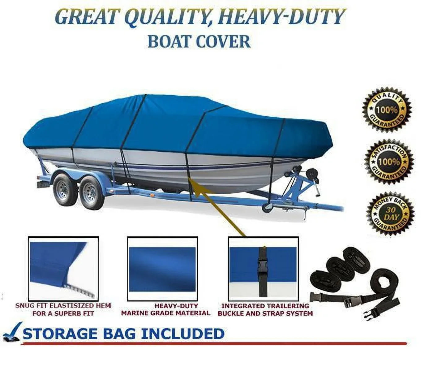 BLUE, GREAT QUALITY BOAT COVER Compatible for FOUR WINNSize SizeUNDOWNER 225 CUDDY I/O 1996-2002