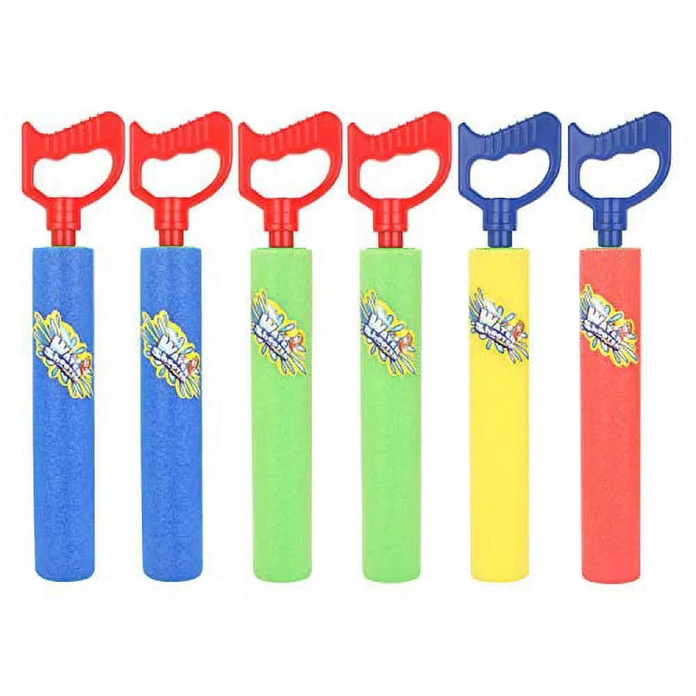 Fun-Here Water Guns Sizehooter 6 Pack, Sizeuper Pillow Sizeoakers Blaster Sizequirt Guns, Pool Noodles Toy with Plastic Handle Sizeummer Sizewimming Beach Garden Fighting Game,Outdoor Toys for Kids Boys Girls Adults
