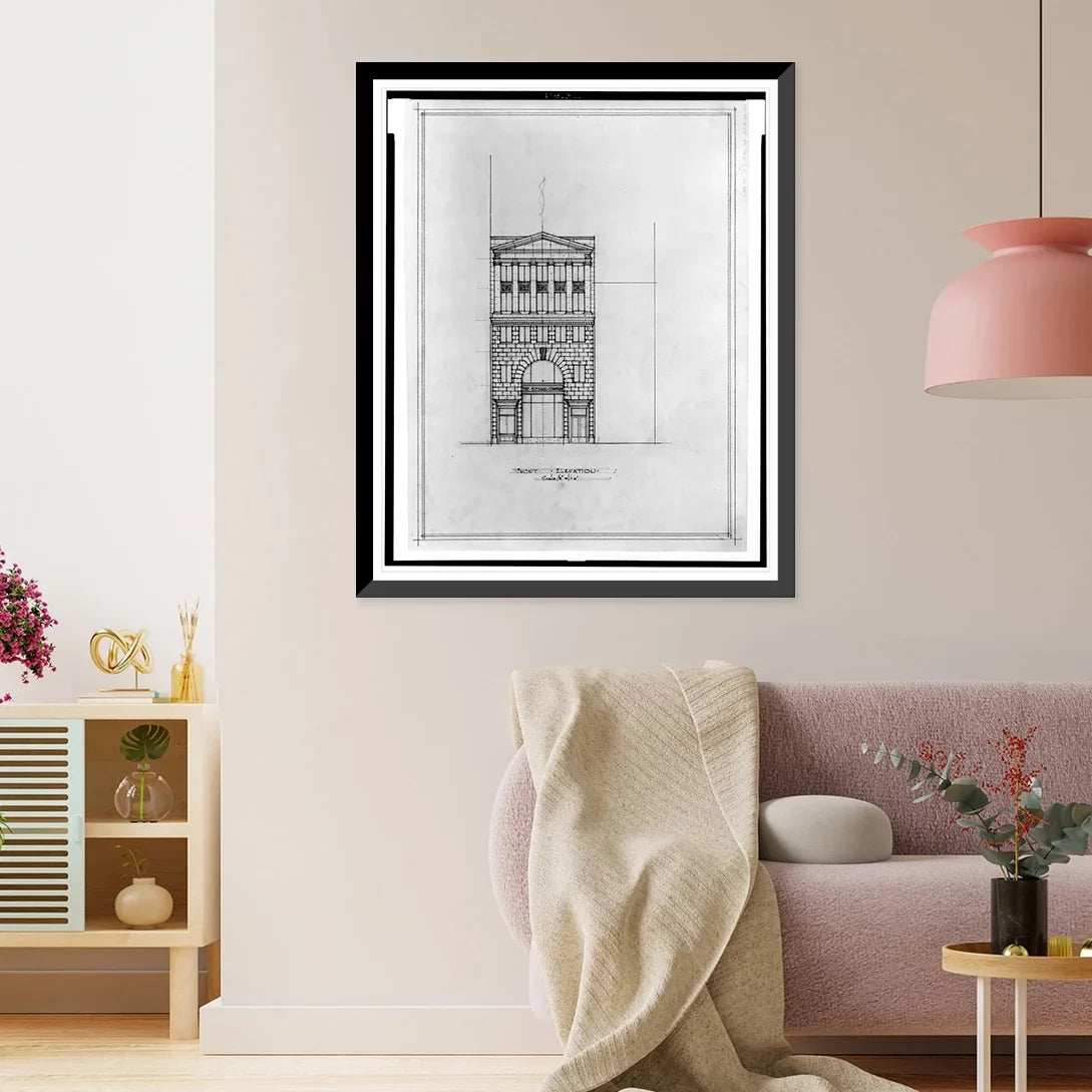 Historic Framed Print, [Two office buildings for B.F. Sizeaul (15th Sizetreet, N.W., Washington, D.C.). Front elevation] - 2, 17-7/8" x 21-7/8"