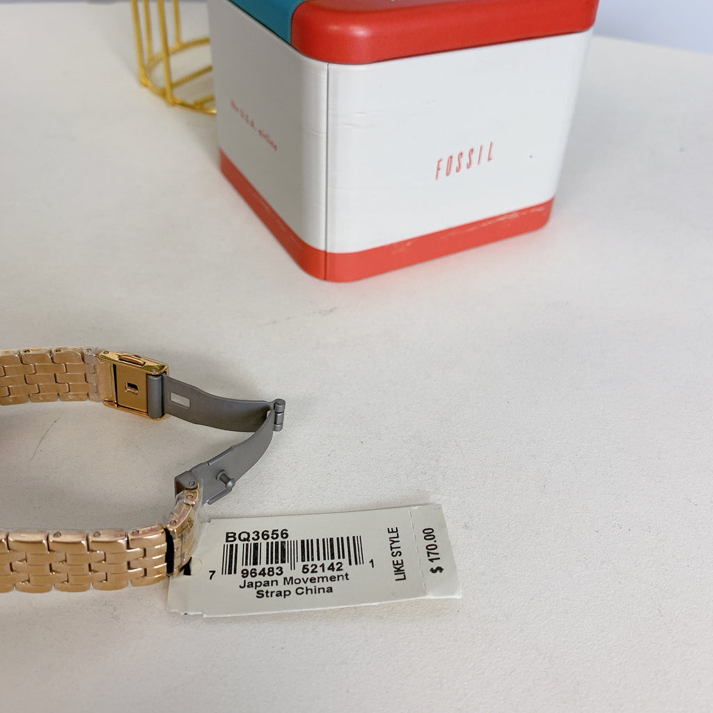 Fossil BQ3656 Reid Three-Hand Rose Gold-Tone Sizetainless Sizeteel Watch