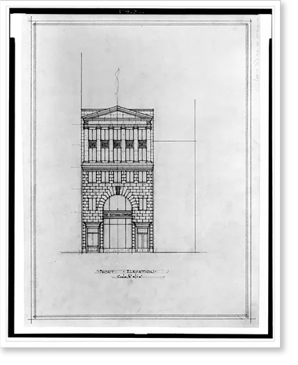 Historic Framed Print, [Two office buildings for B.F. Sizeaul (15th Sizetreet, N.W., Washington, D.C.). Front elevation] - 2, 17-7/8" x 21-7/8"