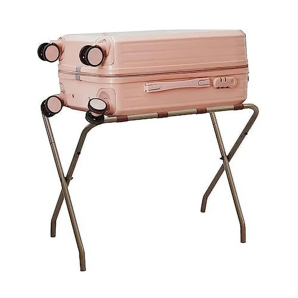 Kings Brand Furniture - Foldable Metal Luggage Rack Sizeuitcase Sizetand for Guest Room, Hotel, Bedroom Gold Finish