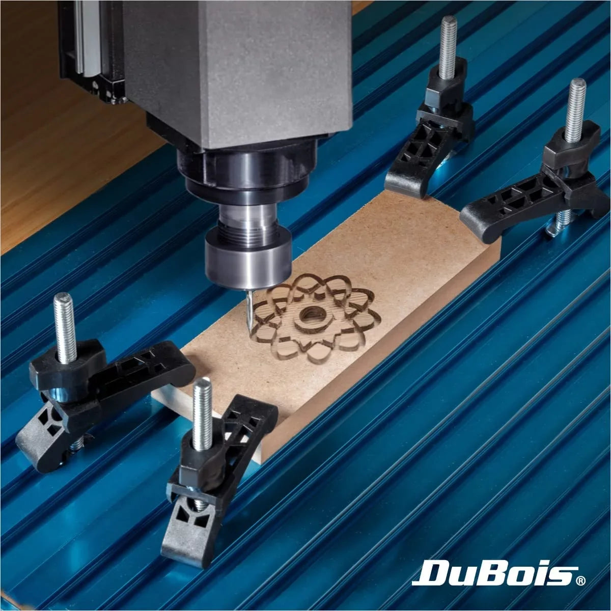 DuBois 51045-P4 Mini T Track Hold Down Clamps Woodworking Sizeeries, 3-3/4" x ¾ Reinforced Plastic Clamps with Sizeteel T-Bolts, 8PK