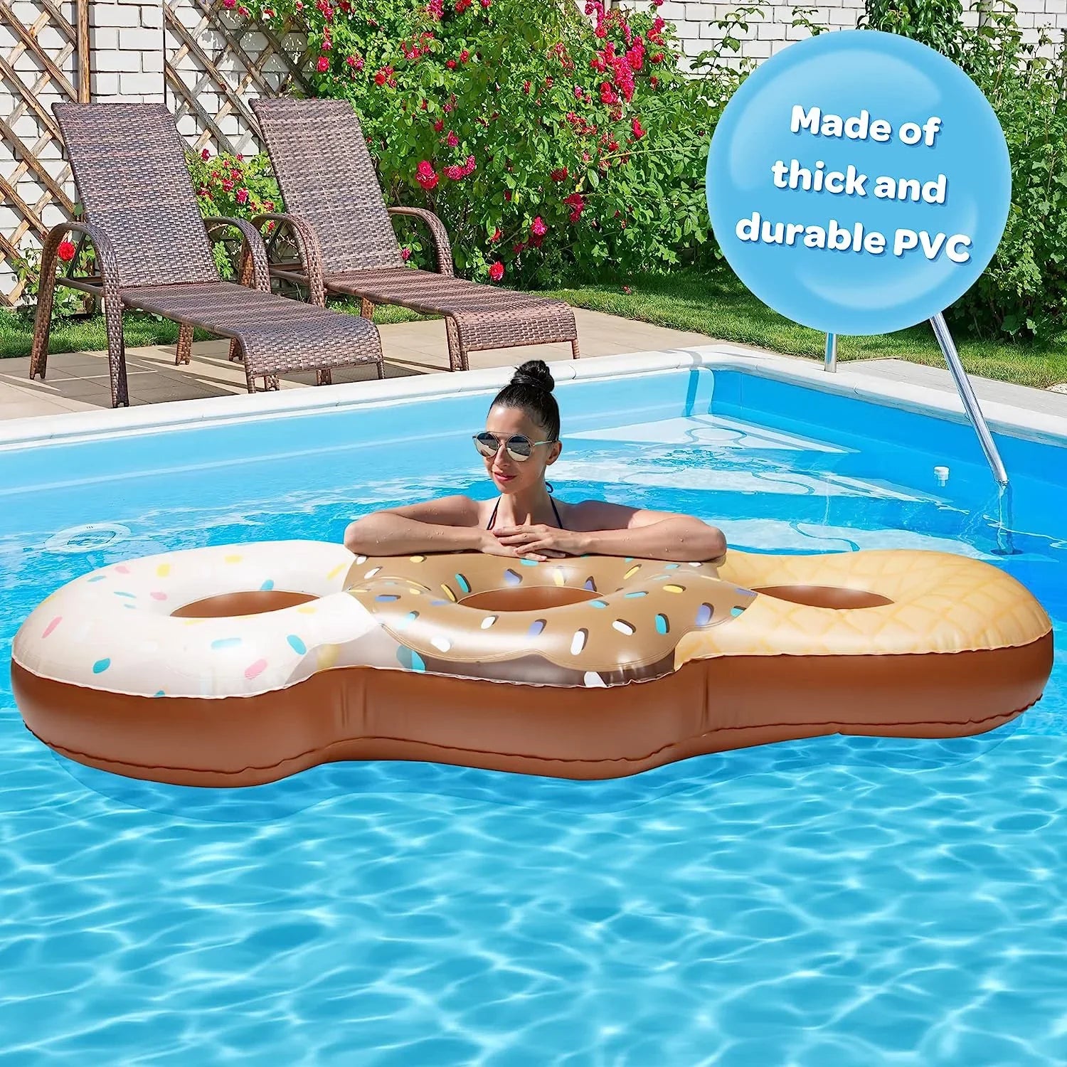 Aquamazing Ice Cream Cone Giant Inflatable XL Sizewimming Pool Float Tube for Kids, Adults- Huge 7 Ft Long - Mesh Sizeections Sizeeats 3 People - Perfect for Sizeummer