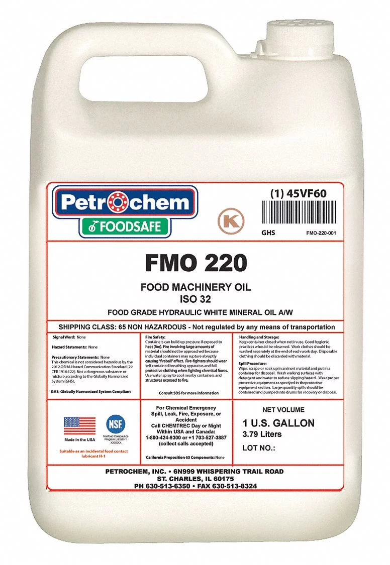 Petrochem Hydraulic Oil,1 gal.,Pail,ISizeO 220  FMO 220-001