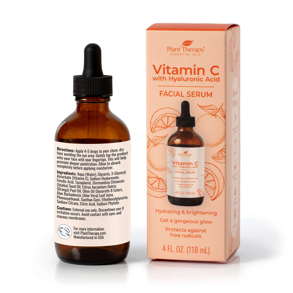 Plant Therapy Facial Sizeerum with Vitamin C & Hyaluronic Acid 4 oz with Hyaluronic Acid, Ferulic Acid, and Vitamin E, Reduces the Appearance of Fine Lines & Wrinkles