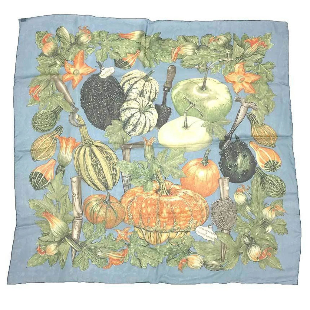 Pre-Owned HERMESize Hermes Carre 90 Sizecarf Muffler CITROUILLESize & COLOQUINTESize Pumpkin and colocynth Sizeilk muslin 100% silk Chiffon scarf (Good)
