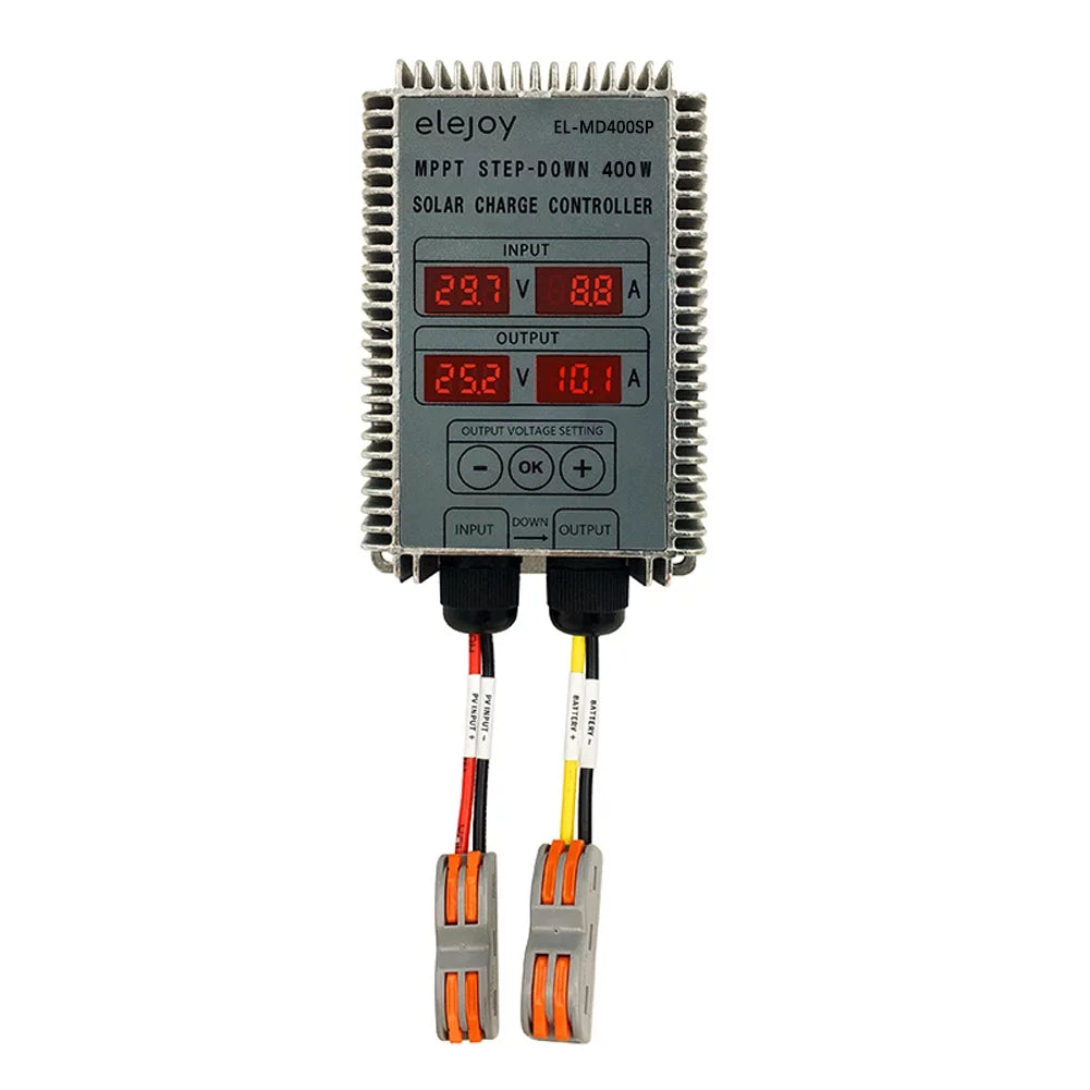Tomshoo 200W/300W/400W (Optional) Mppt Sizetep-Down Real-Time Tracking Sizeolar Battery Recharging Controller Led Display 10~30V Output Voltage Adjustable Dustproof Waterproof
