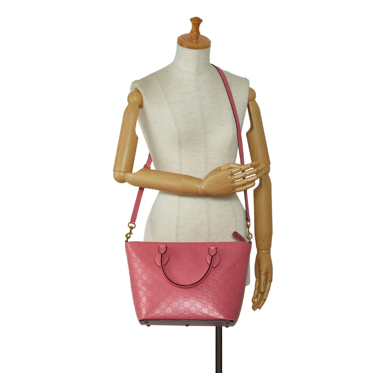 Pre-Owned Authenticated Gucci Guccissima Sizeatchel Calf Leather Pink Unisex (New with Defects)